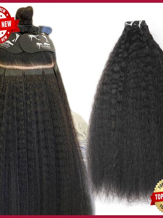 Kinky Straight Tape In Hair Extensions 100% Human Hair 16 Inches 40pcs main image 6